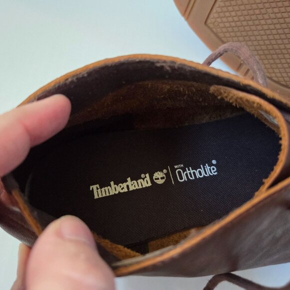 Timberland Chukka Boots Mens 11.5 Brown Leather Yorkdale Lace Up Ortholite A22GK - Picture 13 of 14